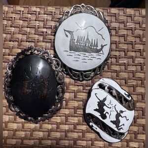 3 Vintage Siam Brooches